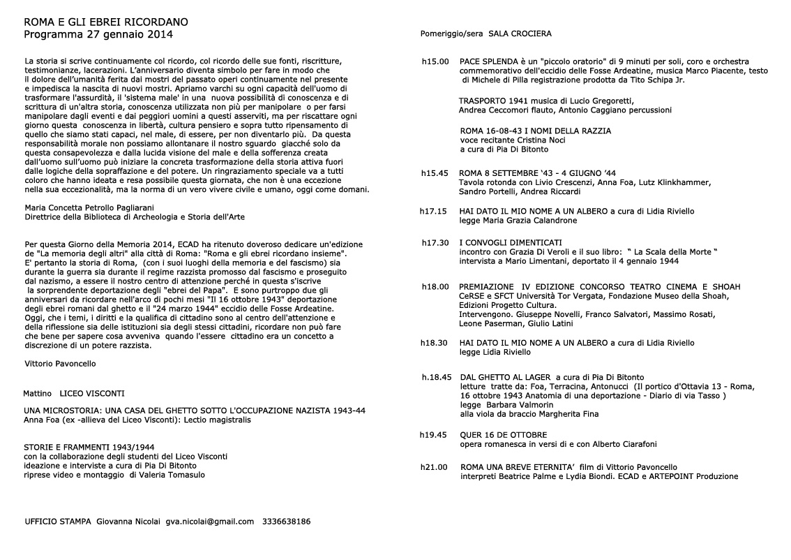 programma giorno memoria 2014